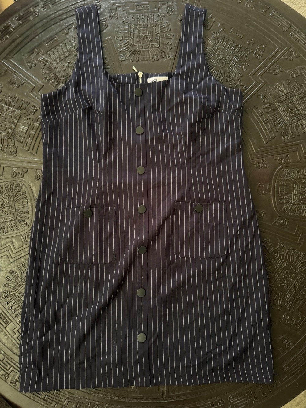 XL Sonoma Pinstripe Navy Jumper Dress